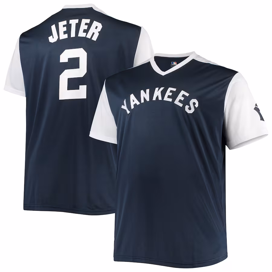 Men's New York Yankees Derek Jeter Navy/White Cooperstown Collection Replica Player Jersey