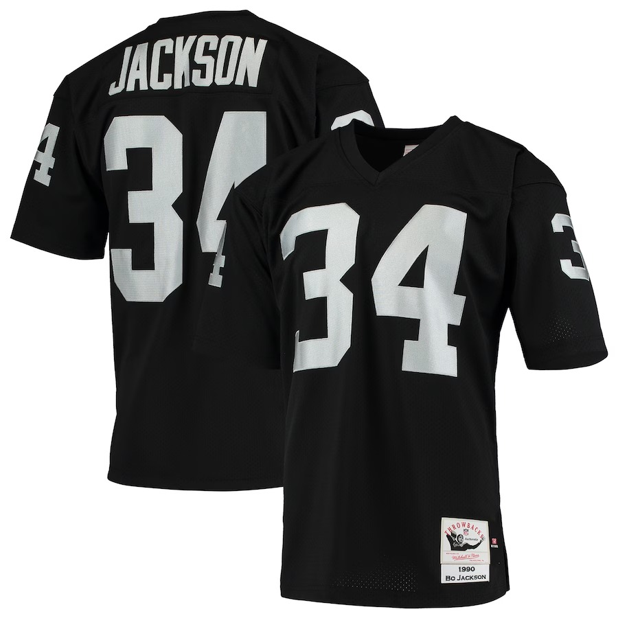 Men's Las Vegas Raiders 1990 Bo Jackson Mitchell & Ness Black Authentic Throwback Retired Player Jersey