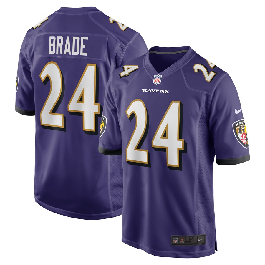 Men's Baltimore Ravens Beau Brade Nike Purple Team Game Jersey