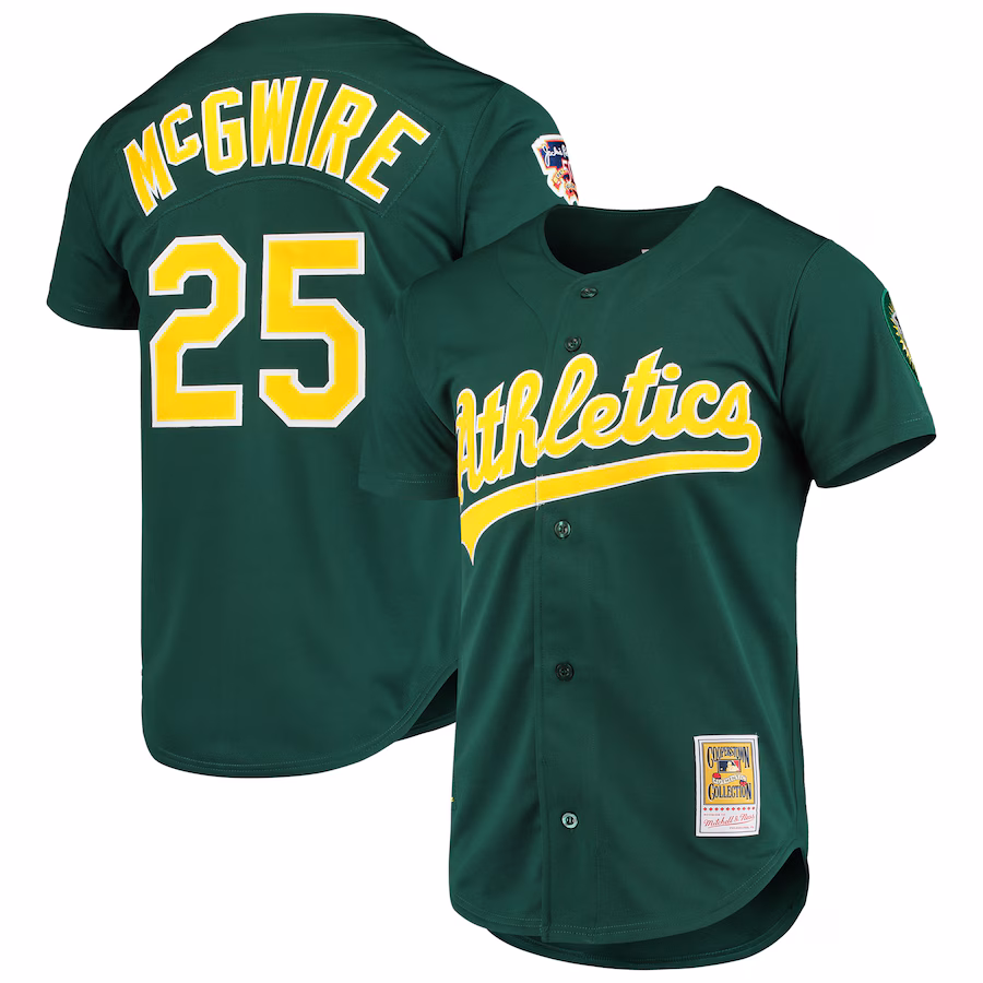 Men's Oakland Athletics Mark McGwire Mitchell & Ness Green 1997 Cooperstown Collection Authentic Jersey