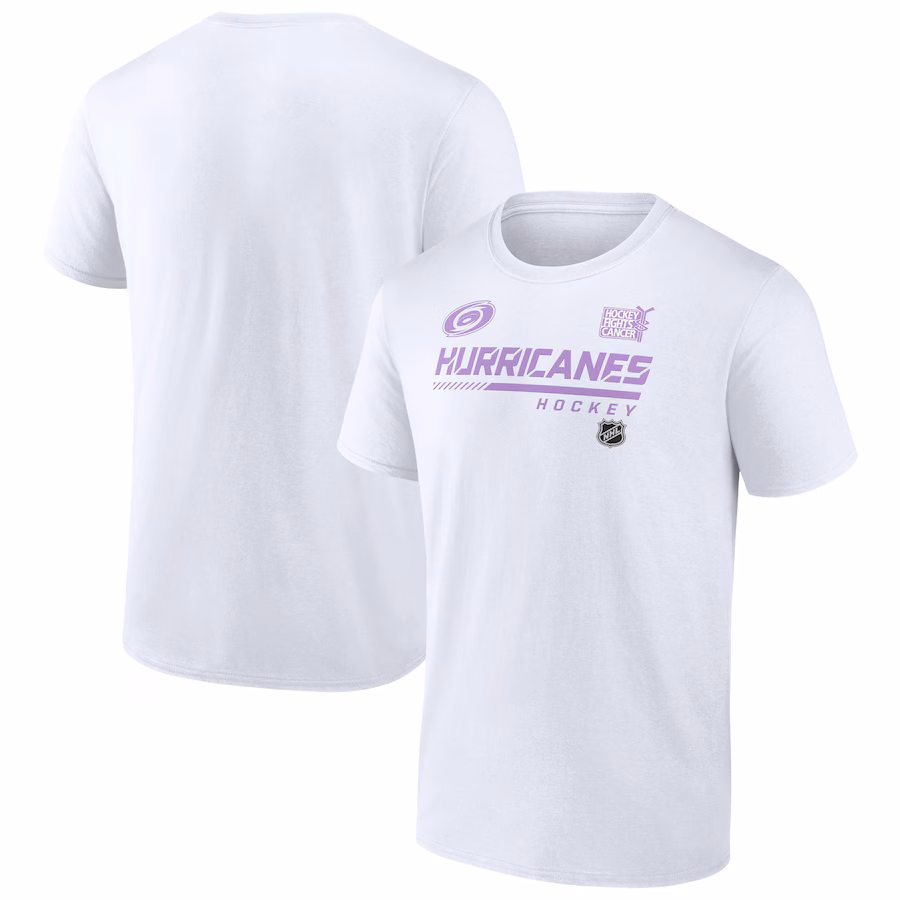 Men's Carolina Hurricanes White NHL Hockey Fights Cancer T-Shirt