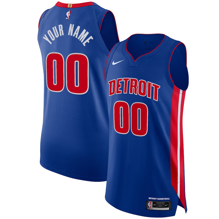 Men's Detroit Pistons Nike Blue Authentic Custom Jersey - Icon Edition