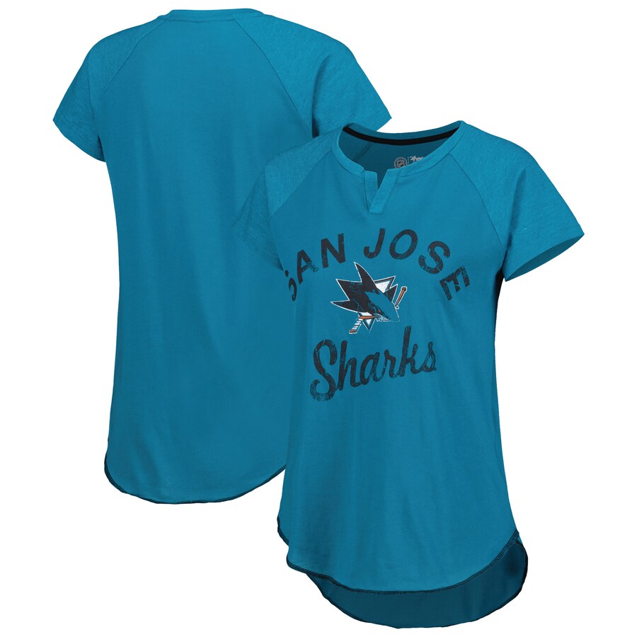 Women's San Jose Sharks Starter Teal Grand Slam Raglan Notch Neck T-Shirt