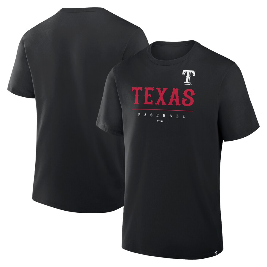 Men's Texas Rangers Fanatics Black Color Pop Legacy Clubhouse T-Shirt