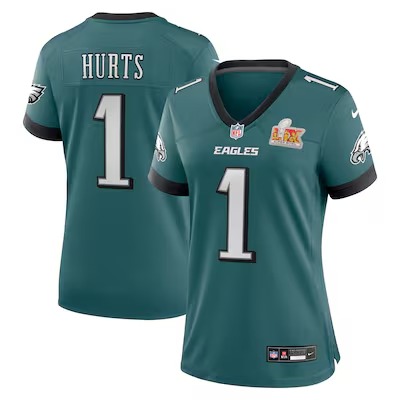 Women's Philadelphia Eagles Jalen Hurts Nike Midnight Green Super Bowl LIX Game Player Jersey