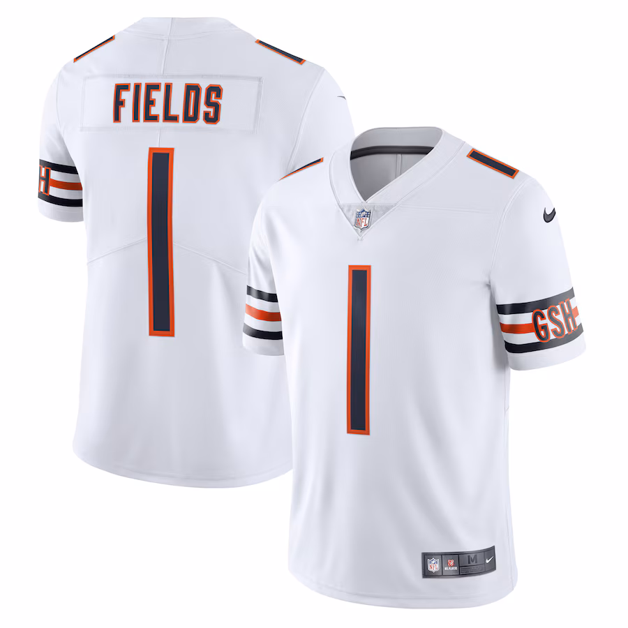 Men's Chicago Bears Justin Fields Nike White Vapor Limited Jersey