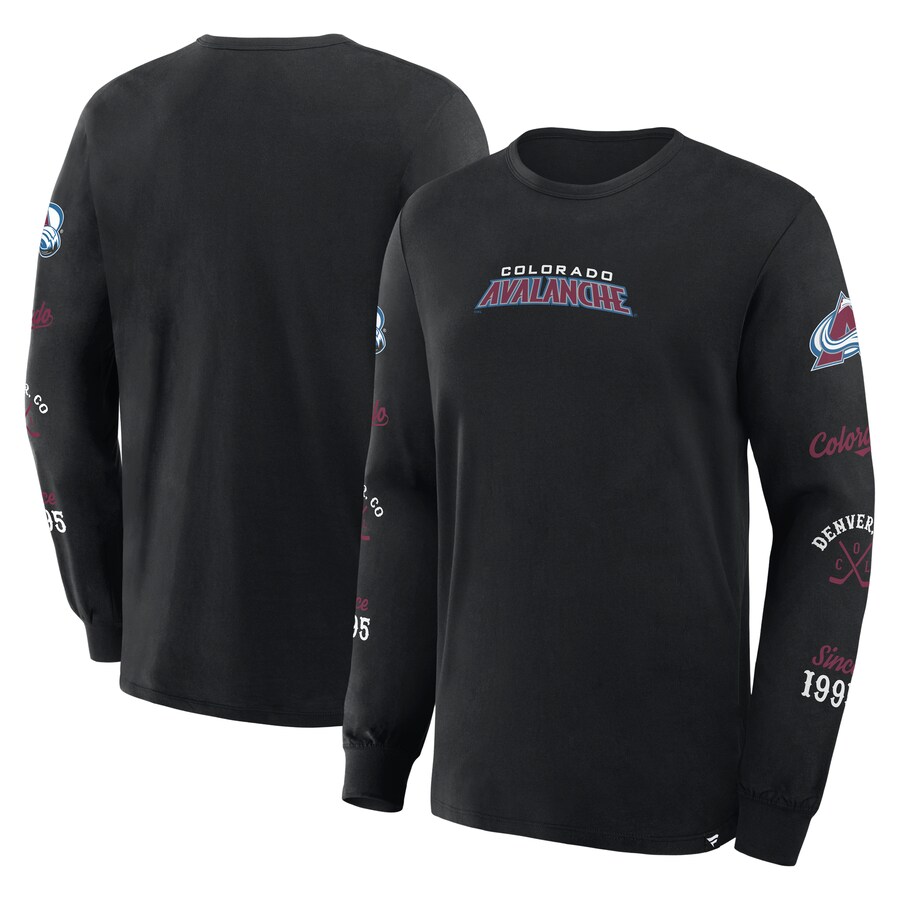 Men's Colorado Avalanche Fanatics Black Boxed In Legacy Long Sleeve T-Shirt
