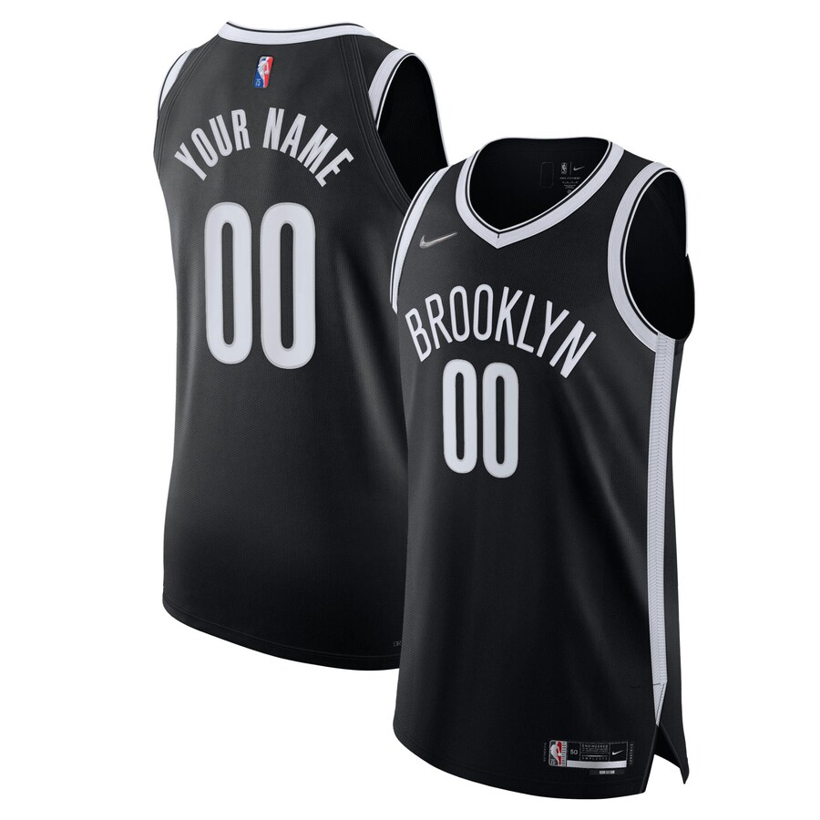 Men's Brooklyn Nets Nike Black 2021/22 Diamond Authentic Custom Jersey - Icon Edition