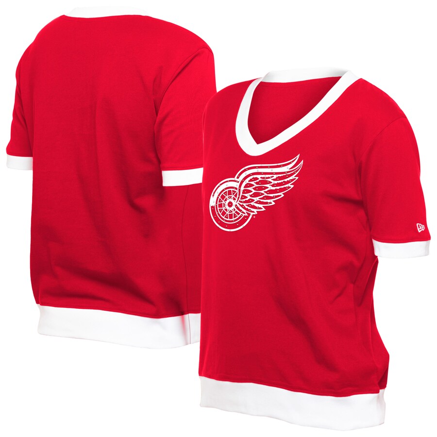 Women's Detroit Red Wings New Era Red Game Day Rhinestuds T-Shirt