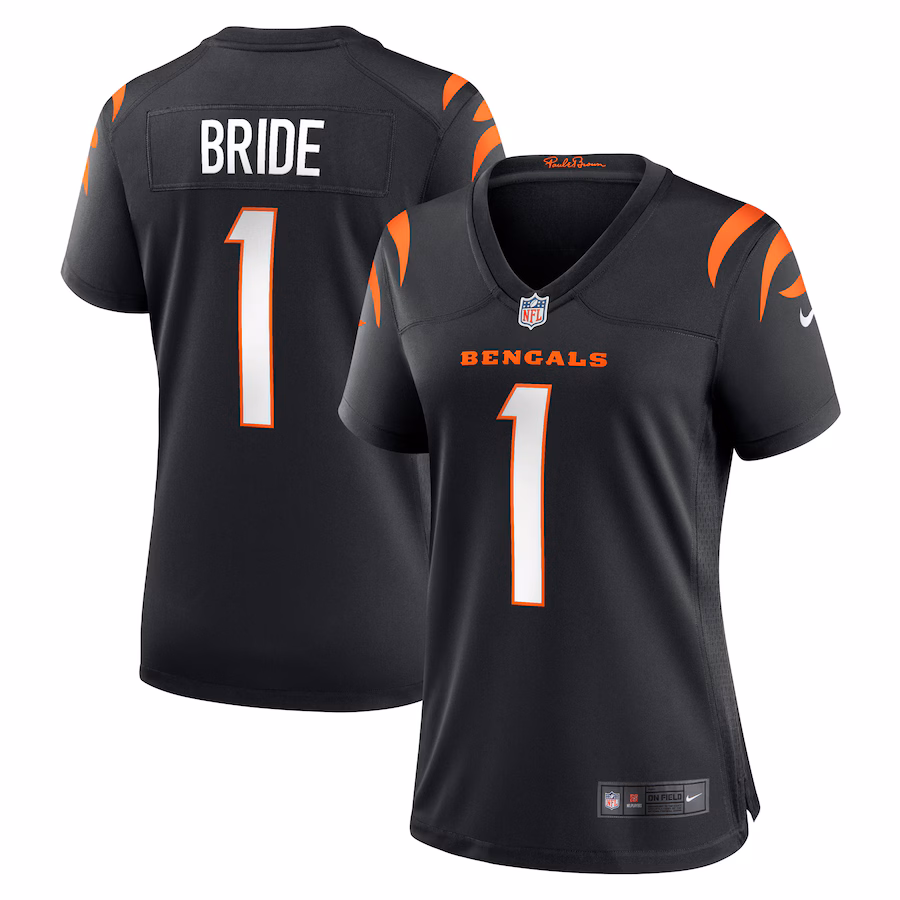 Women's Cincinnati Bengals Number 1 Bride Nike Black Game Jersey