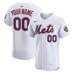 Men's New York Mets Nike White Home Elite Sponsor Patch Custom Jersey