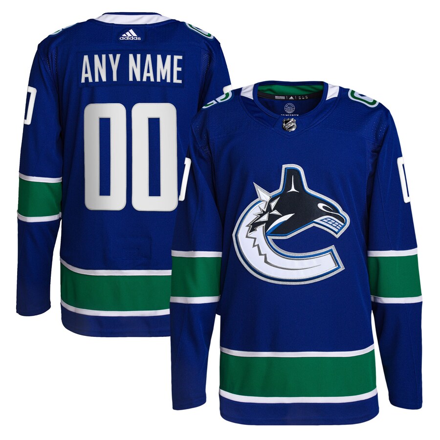 Men's Vancouver Canucks adidas Royal Home Primegreen Authentic Pro Custom Jersey