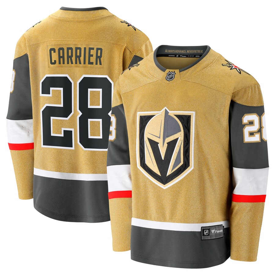 Men's Vegas Golden Knights William Carrier Fanatics Branded Gold Home Breakaway Jersey