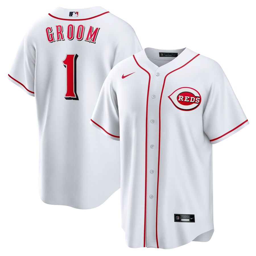 Men's Cincinnati Reds Nike White #1 Groom Home Replica Jersey
