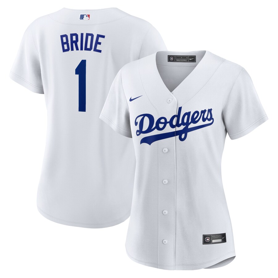 Women's Los Angeles Dodgers Nike White #1 Bride Home Replica Jersey