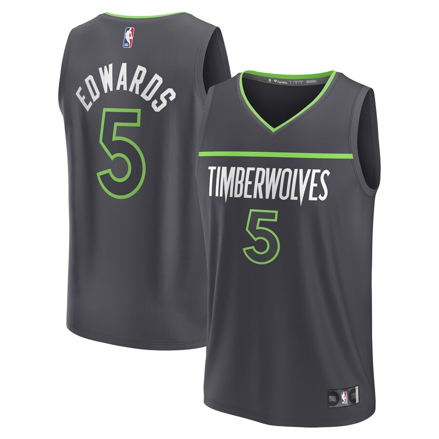 Youth Minnesota Timberwolves Anthony Edwards Fanatics Anthracite Fast Break Replica Player Jersey - Statement Edition