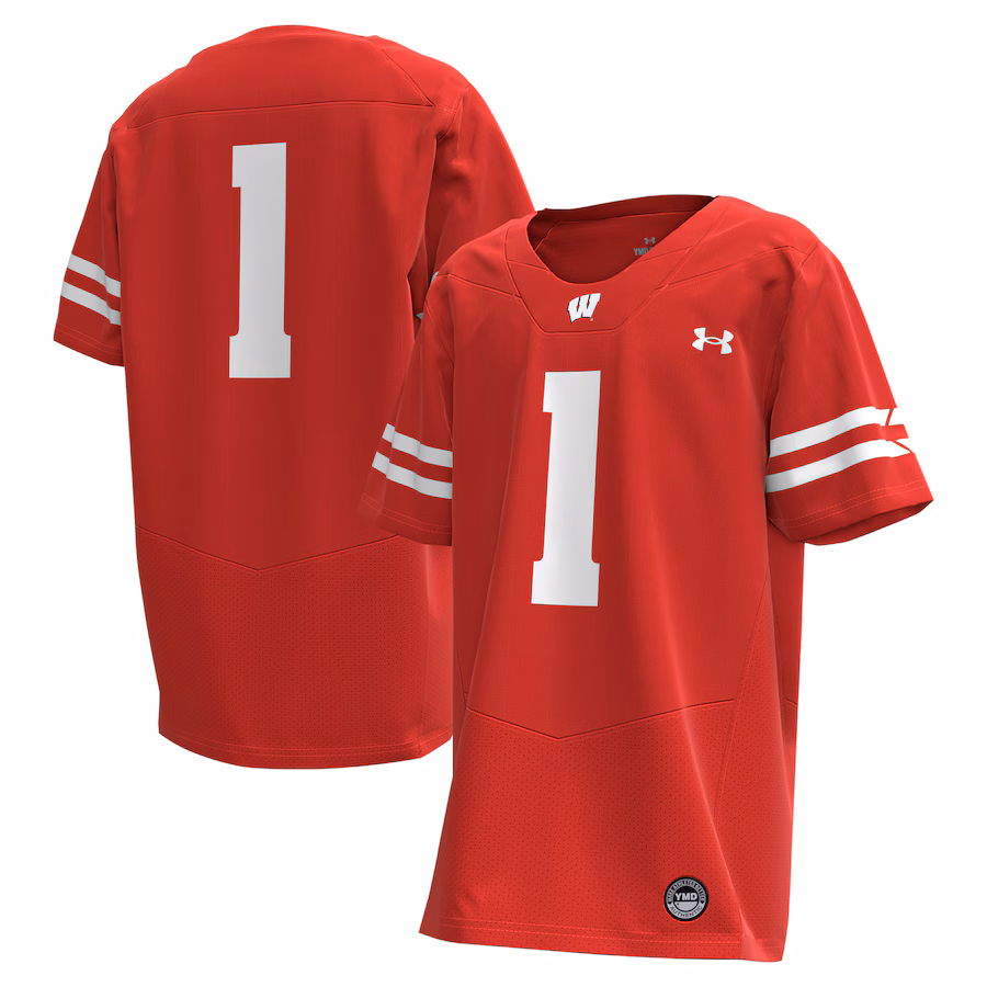Youth Under Armour #1 Red Wisconsin Badgers Replica Football Jersey
