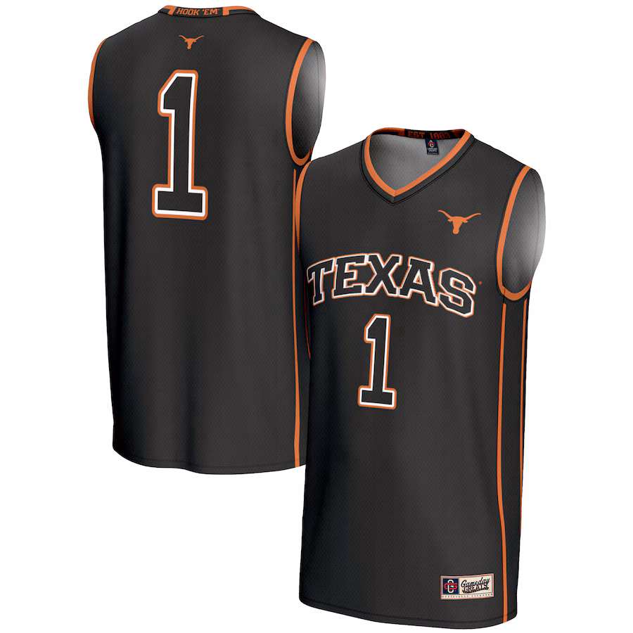 GameDay Greats  Black #1 Texas Longhorns Replica Lightweight Basketball Jersey