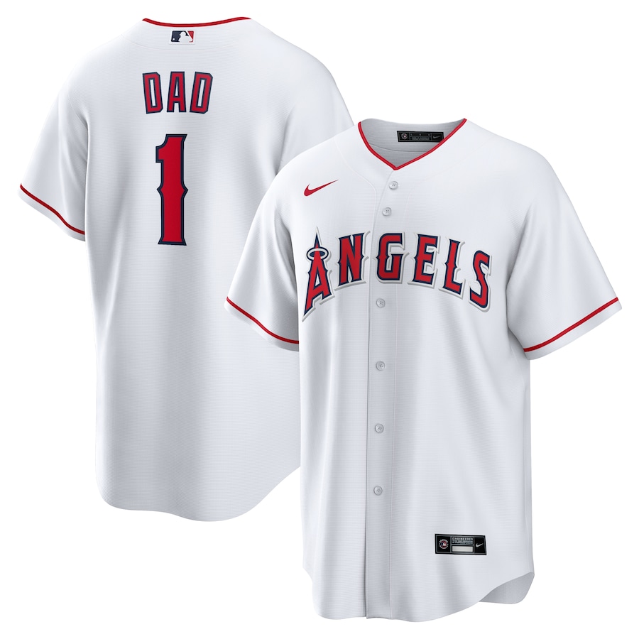 Men's Los Angeles Angels Nike White #1 Dad Home Replica Jersey