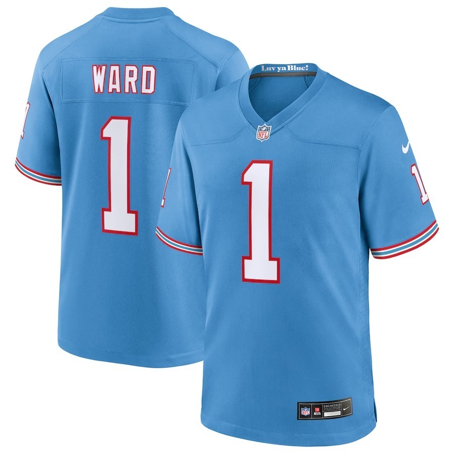 Men's Tennessee Titans Cameron Ward Nike Light Blue 2025 NFL Draft First Round Pick 2nd Alternate Game Jersey