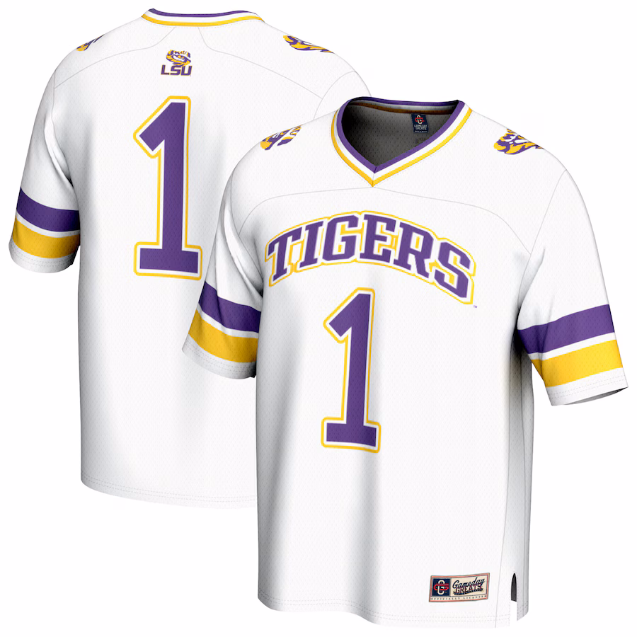 Youth GameDay Greats #1 White LSU Tigers Collegiate Football Fashion Jersey