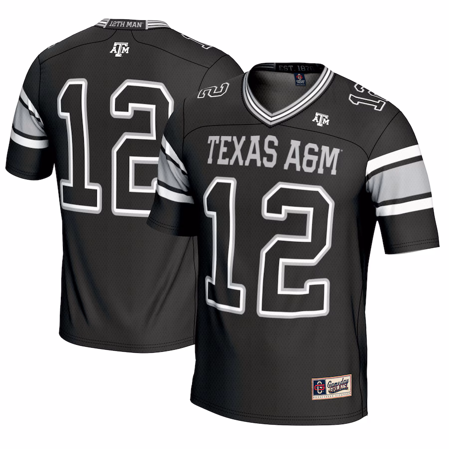 Men's GameDay Greats #12 Black Texas A&M Aggies Football Lightweight Fashion Jersey