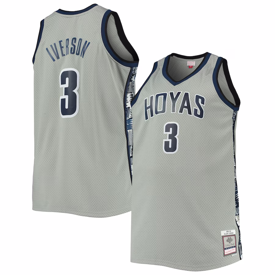 Allen Iverson Georgetown Hoyas Mitchell & Ness Big & Tall 1995/96 Replica Player Jersey - Gray