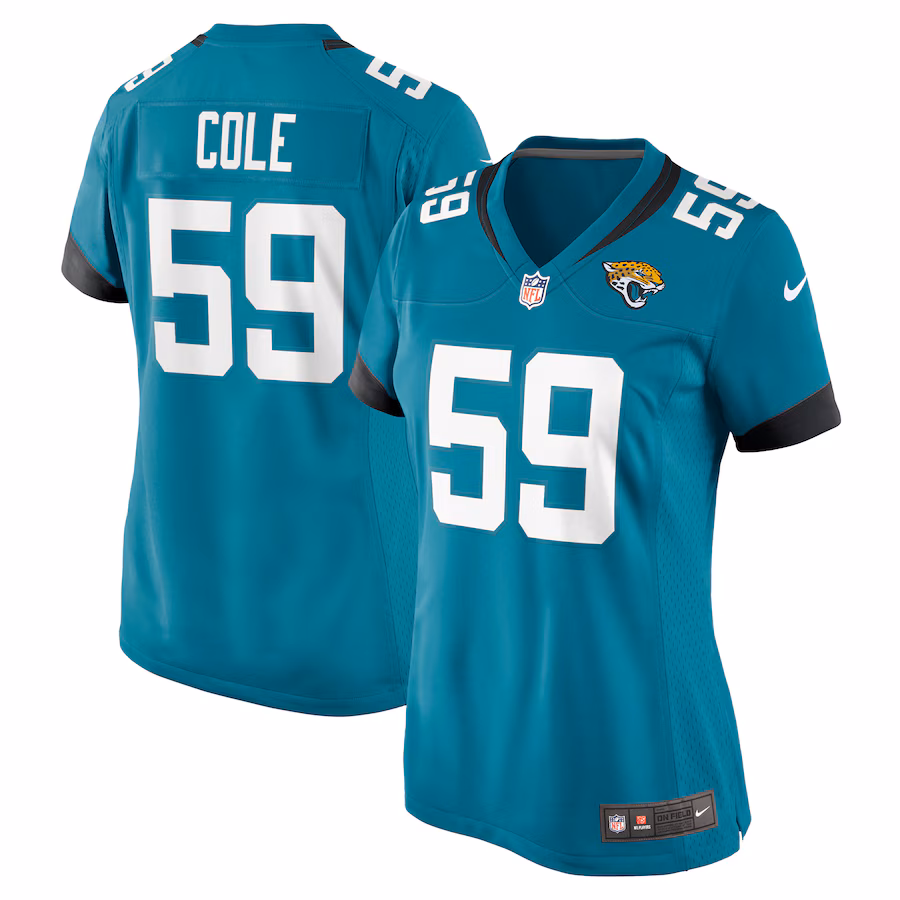 Women's Jacksonville Jaguars Myles Cole Nike Teal Game Jersey