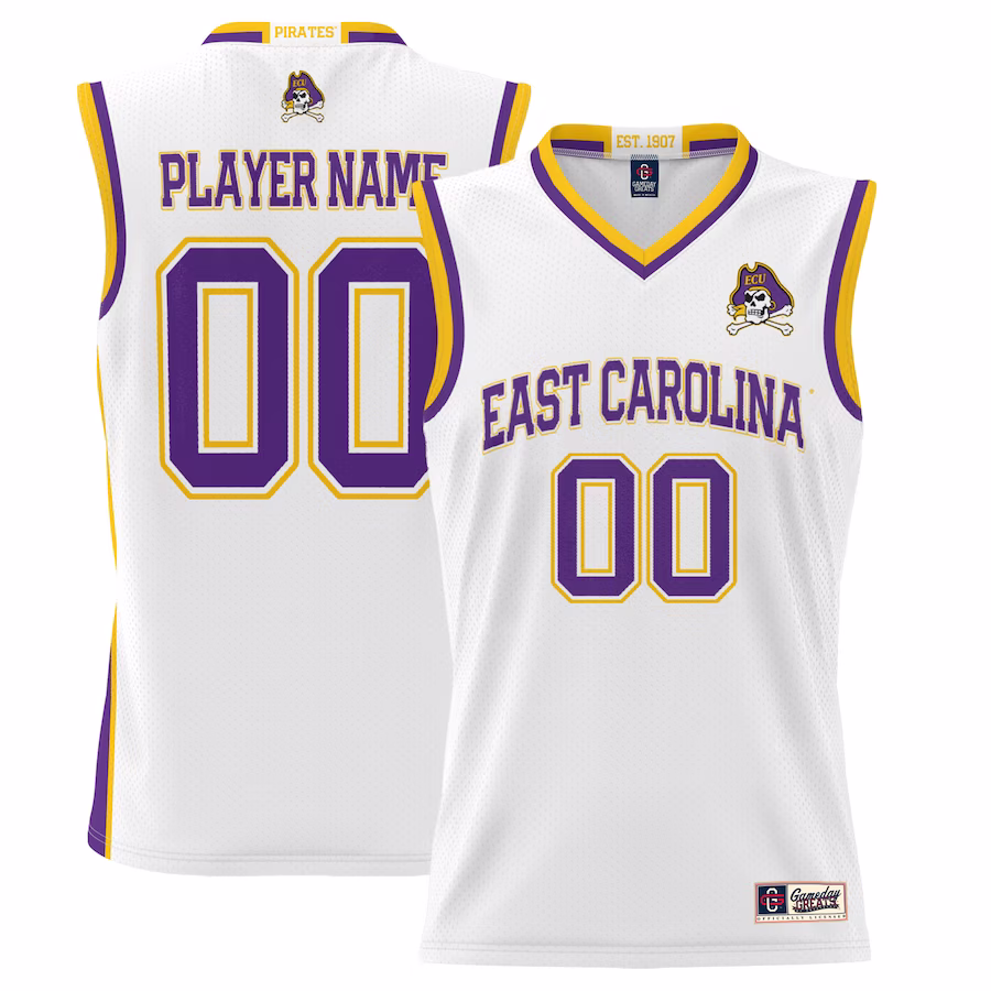 ECU Pirates GameDay Greats Youth NIL Pick-A-Player Lightweight Basketball Jersey - White