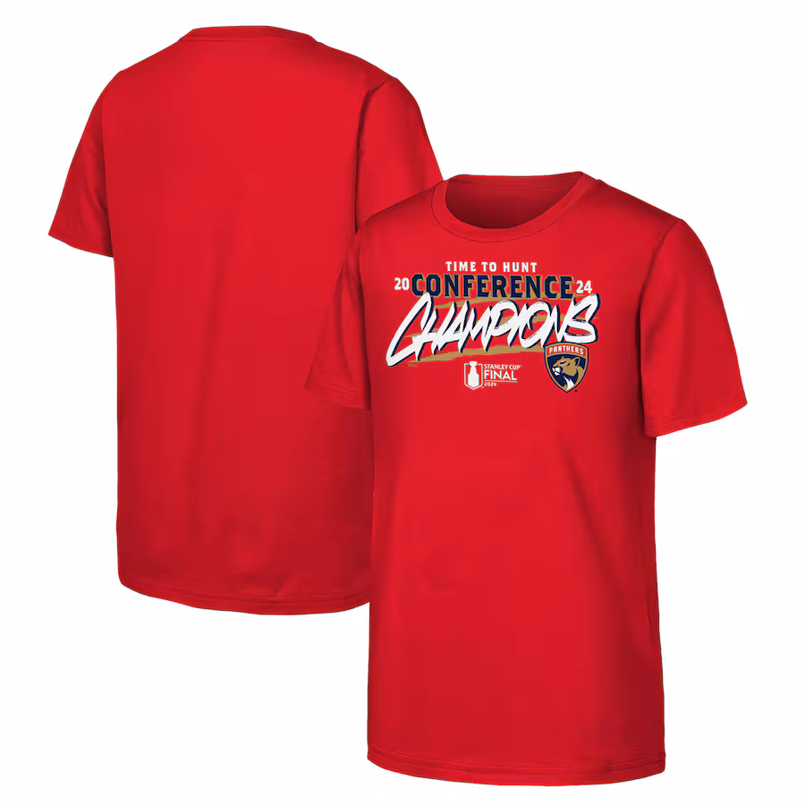 Youth Florida Panthers Fanatics Red 2024 Eastern Conference Champions Hometown T-Shirt