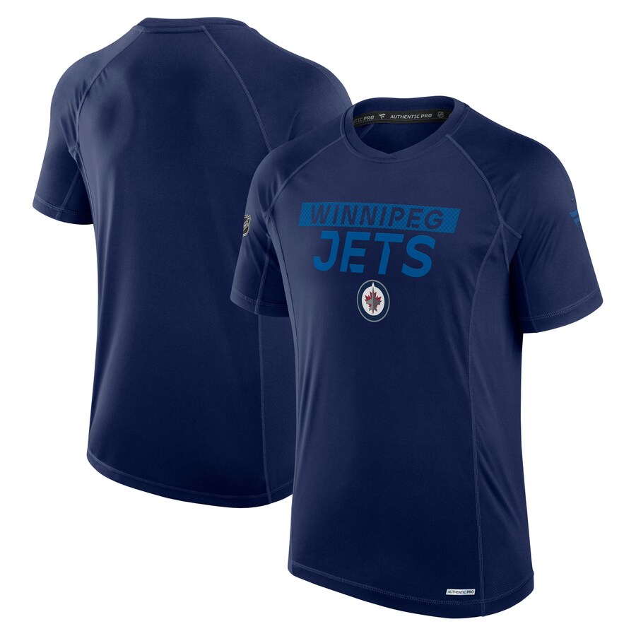 Men's Winnipeg Jets Fanatics Navy Authentic Pro Rink Tech T-Shirt