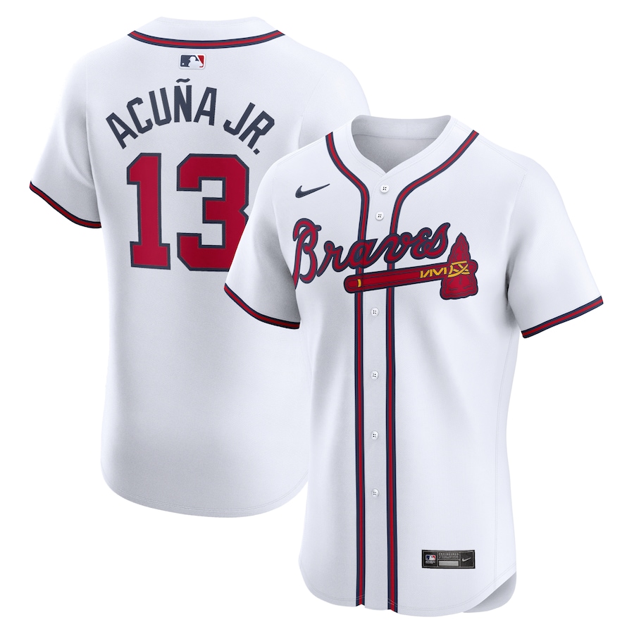 Men's Atlanta Braves Ronald Acuña Jr. Nike White Home Elite Jersey