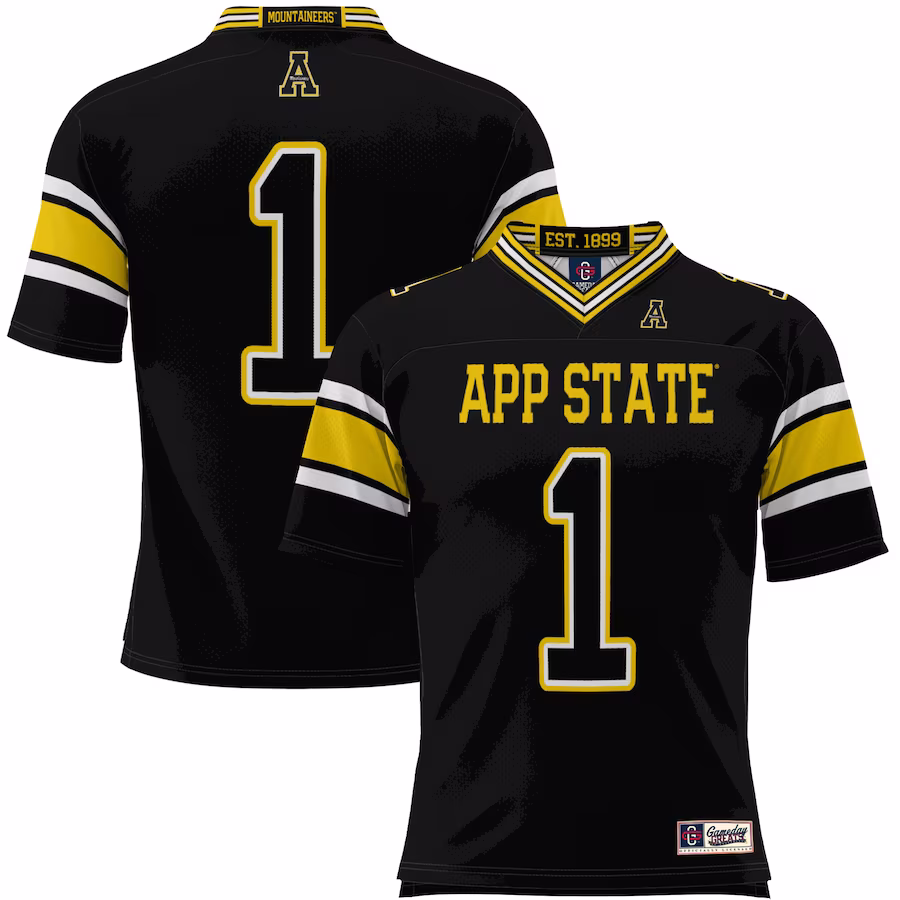 #1 Appalachian State Mountaineers GameDay Greats Youth Endzone Football Jersey - Black