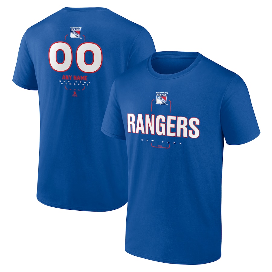 Men's New York Rangers Blue Personalized Name & Number Midfielder T-Shirt