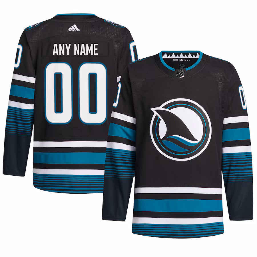 Men's San Jose Sharks adidas Black Alternate Primegreen Authentic Custom Jersey