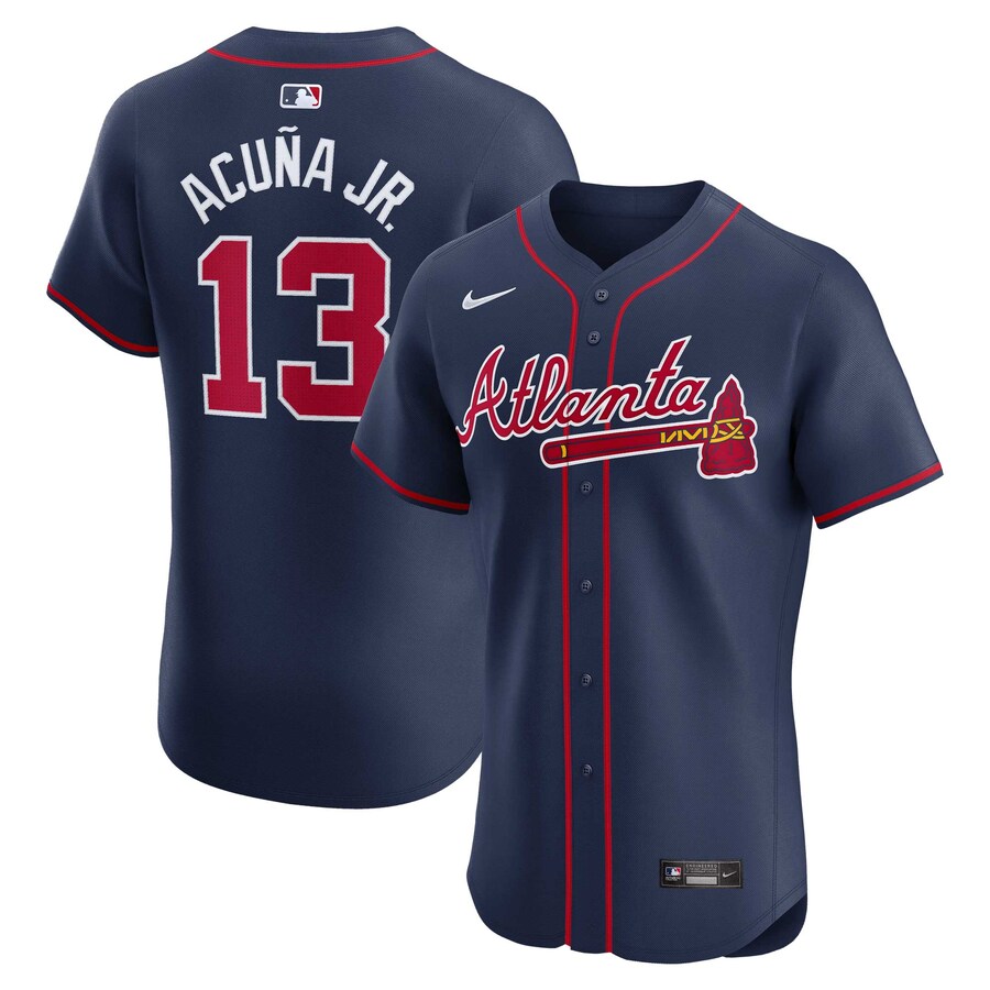 Men's Atlanta Braves Ronald Acuña Jr. Nike Navy Alternate Elite Player Jersey
