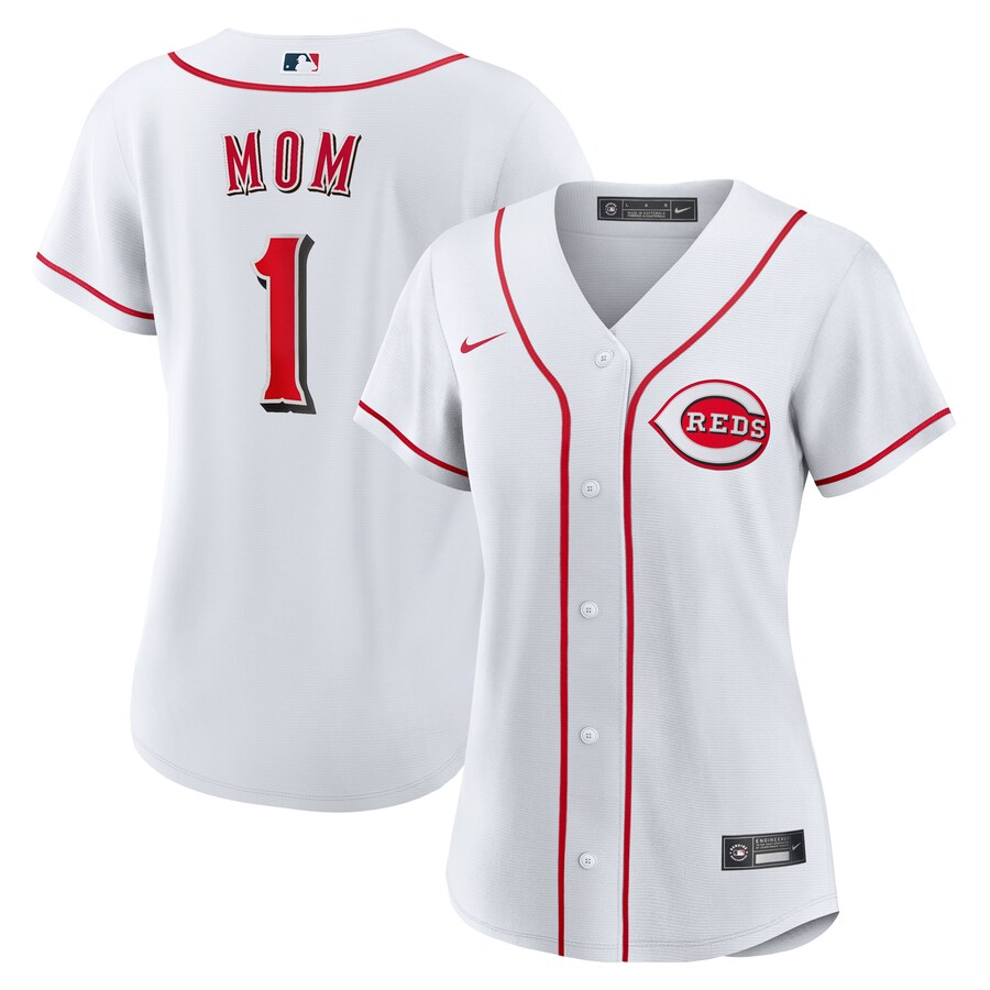 Women's Cincinnati Reds Nike White #1 Mom Home Replica Jersey