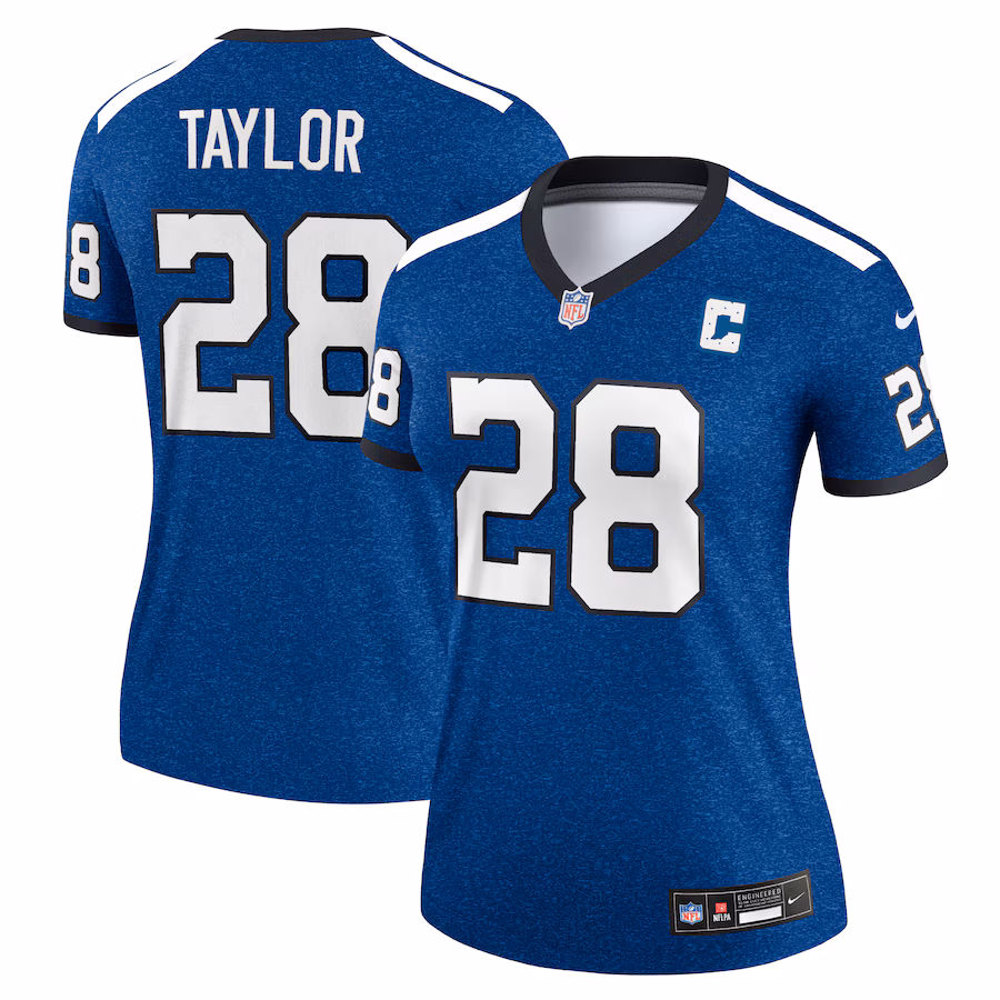 Women's Indianapolis Colts Jonathan Taylor Nike Royal Alternate Legend Player Performance Top