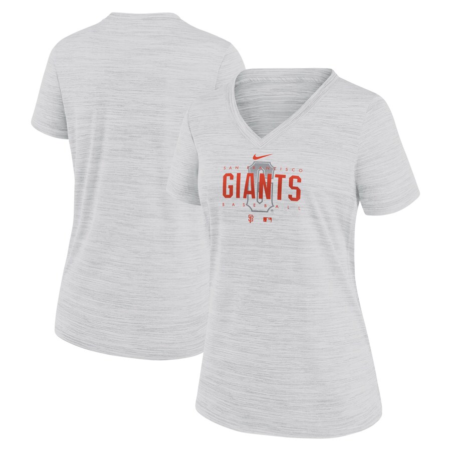 Women's San Francisco Giants Nike White City Connect Velocity Practice Performance V-Neck T-Shirt