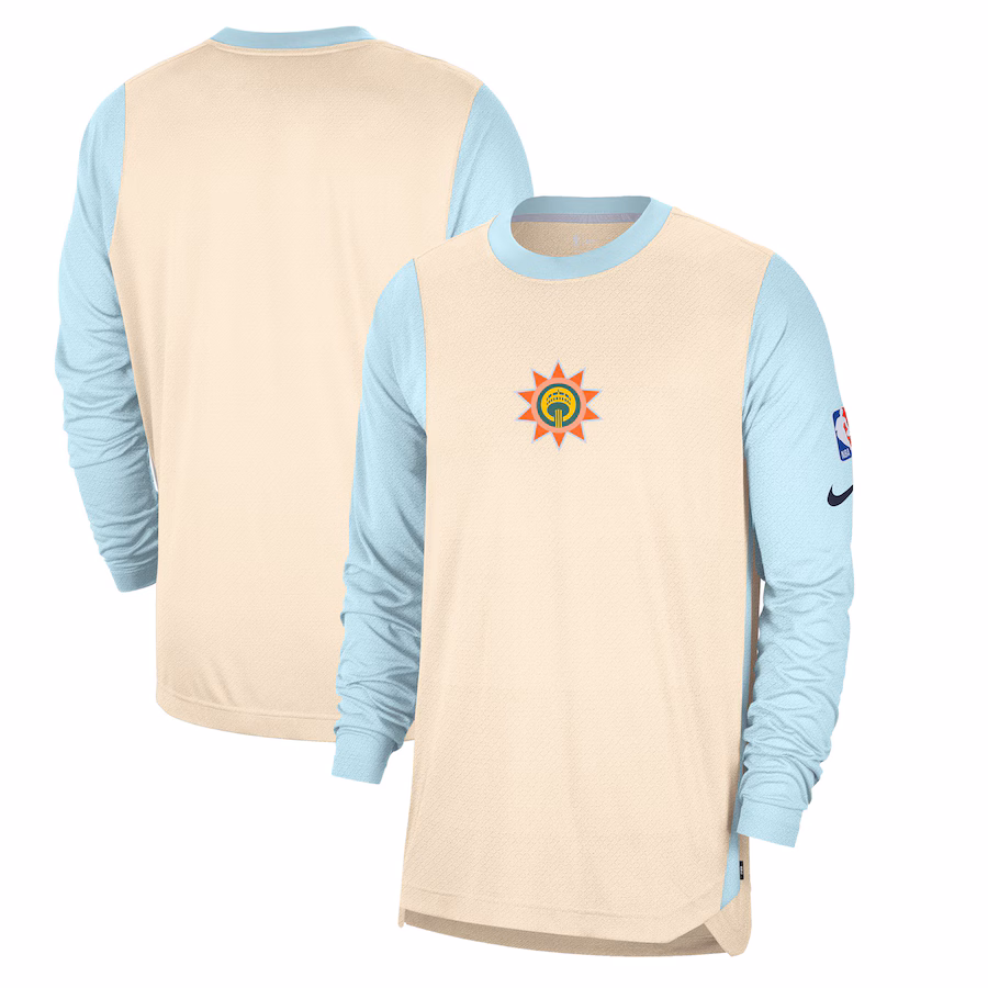 Men's San Antonio Spurs Nike Tan 2024/25 City Edition Authentic Pregame Performance Long Sleeve Shooting T-Shirt