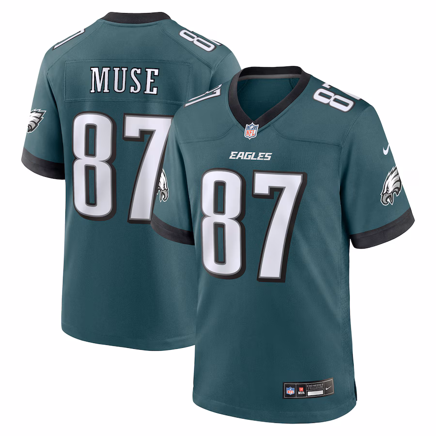 Men's Philadelphia Eagles Nick Muse Nike Midnight Green Team Game Jersey