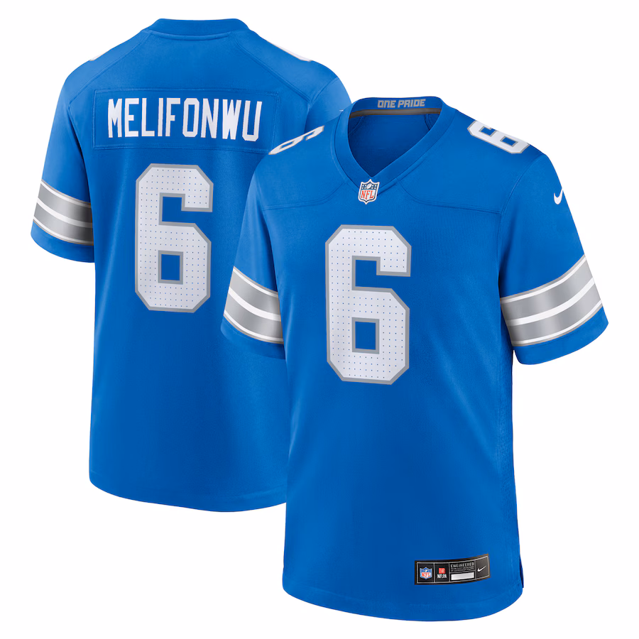 Men's Detroit Lions Ifeatu Melifonwu Nike Blue Team Game Jersey