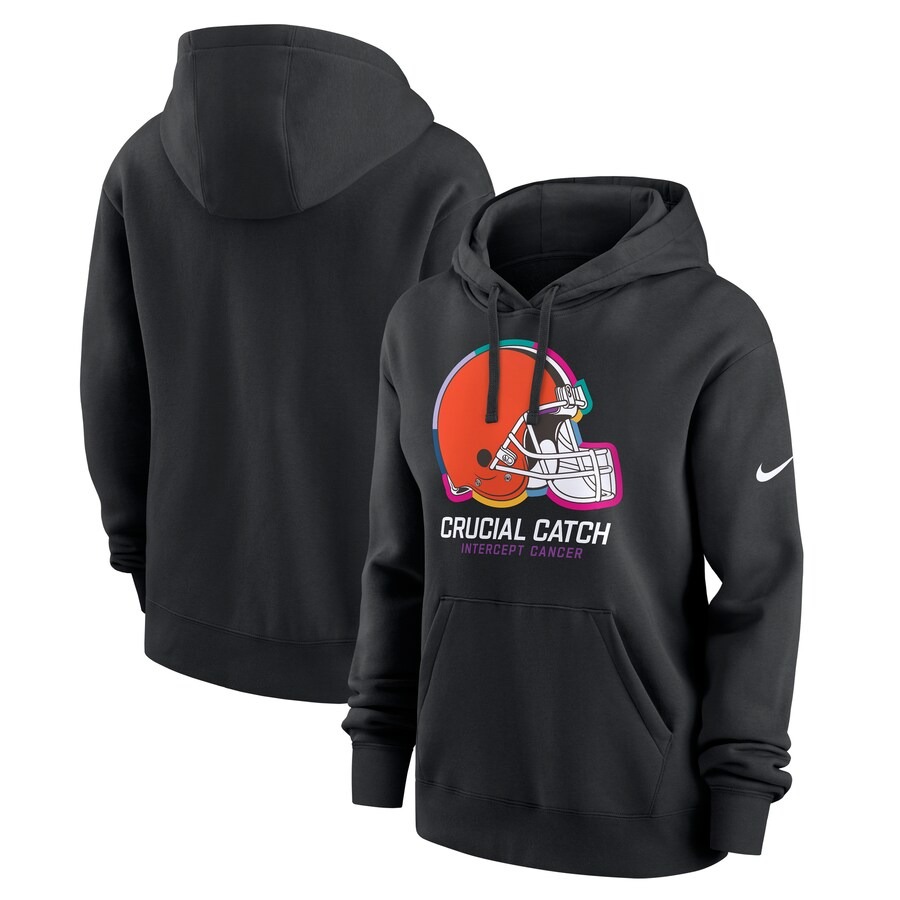 Women's Cleveland Browns  Nike Black 2024 NFL Crucial Catch Club Pullover Hoodie