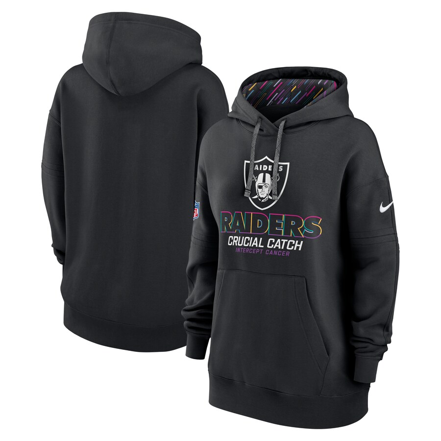 Women's Las Vegas Raiders  Nike Black 2024 NFL Crucial Catch Club Pullover Hoodie