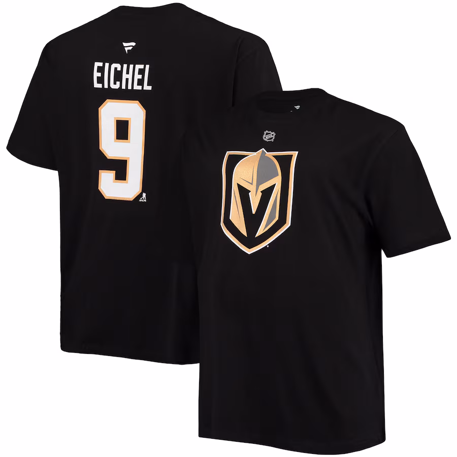 Men's Vegas Golden Knights Jack Eichel Fanatics Black Big & Tall Name & Number T-Shirt