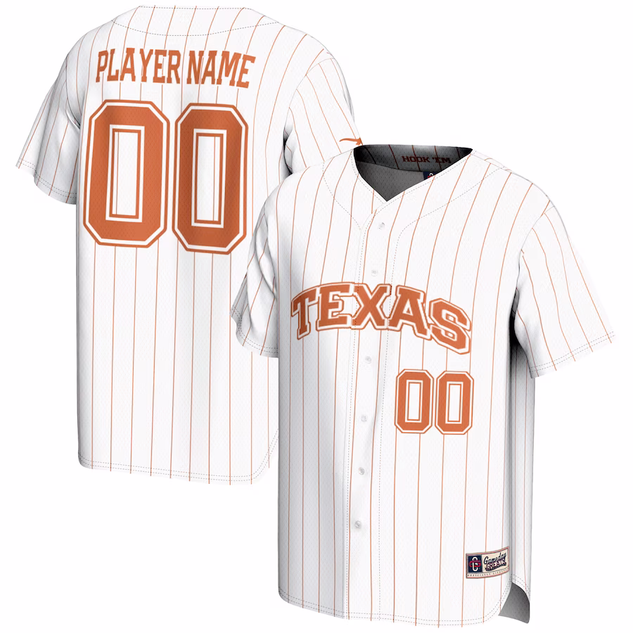Texas Longhorns GameDay Greats Youth NIL Pick-A-Player Lightweight Baseball Jersey - White