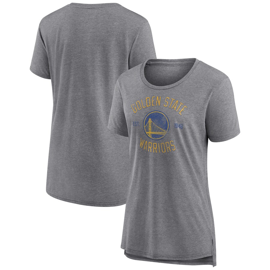 Women's Golden State Warriors Heather Gray Heritage Tri-Blend T-Shirt