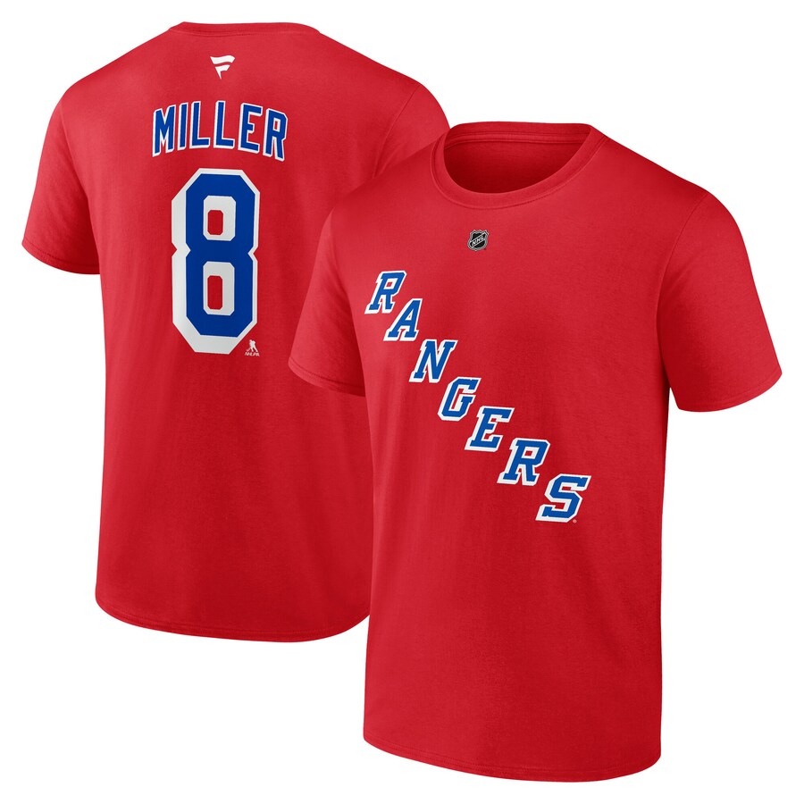 Men's New York Rangers J.T. Miller Fanatics Red Authentic Stack Name & Number T-Shirt