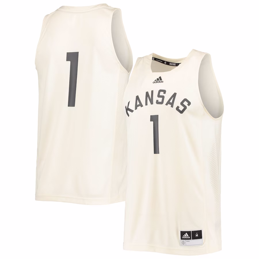 #1 Kansas Jayhawks adidas Reverse Retro Jersey - Cream