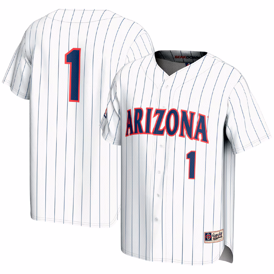 Men's GameDay Greats #1 White Arizona Wildcats Lightweight Baseball Fashion Jersey